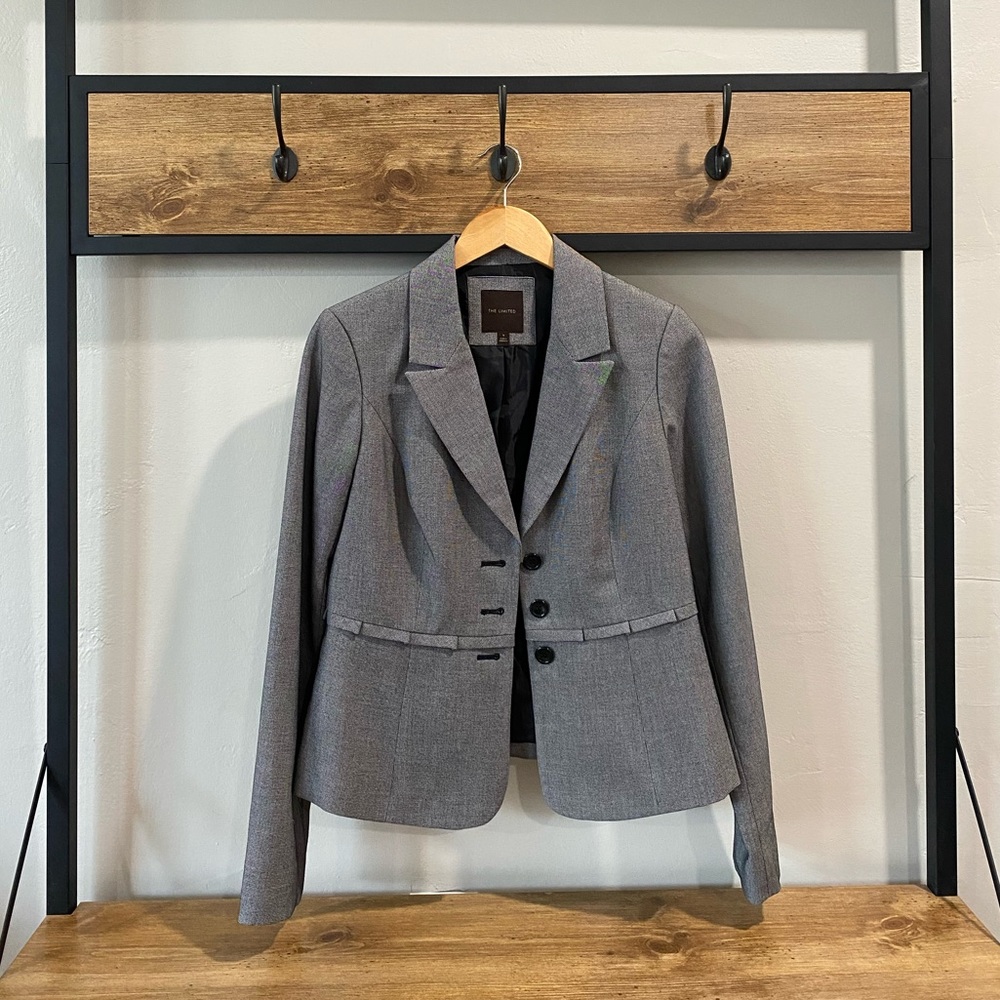 Grey Blazer- Ruffled Waist Detail